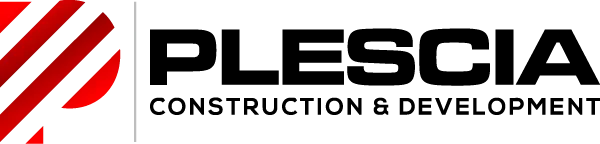 plescia construction and development logo white grad