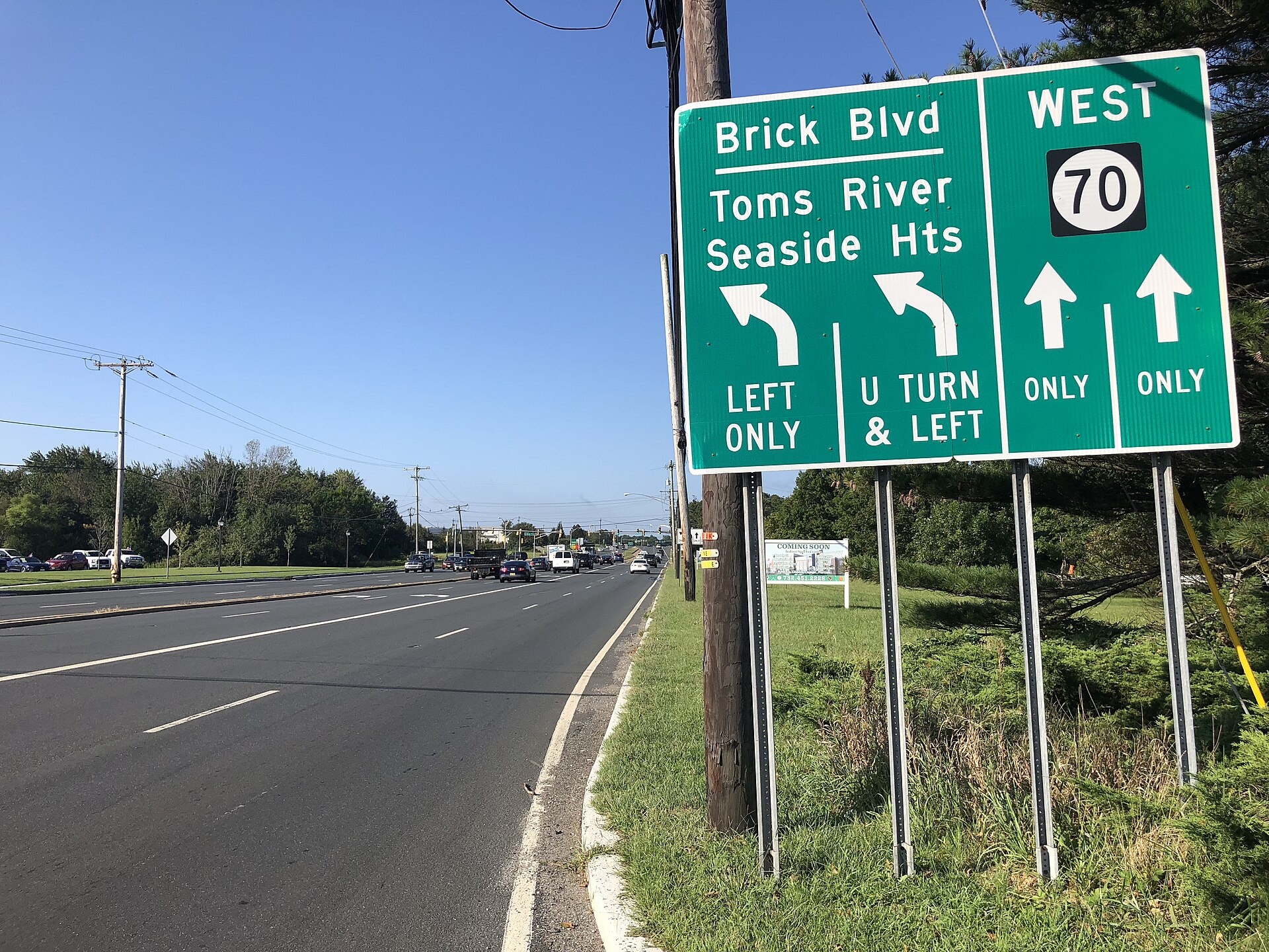 The Route 70 commercial corridor at Brick Boulevard in Brick Township