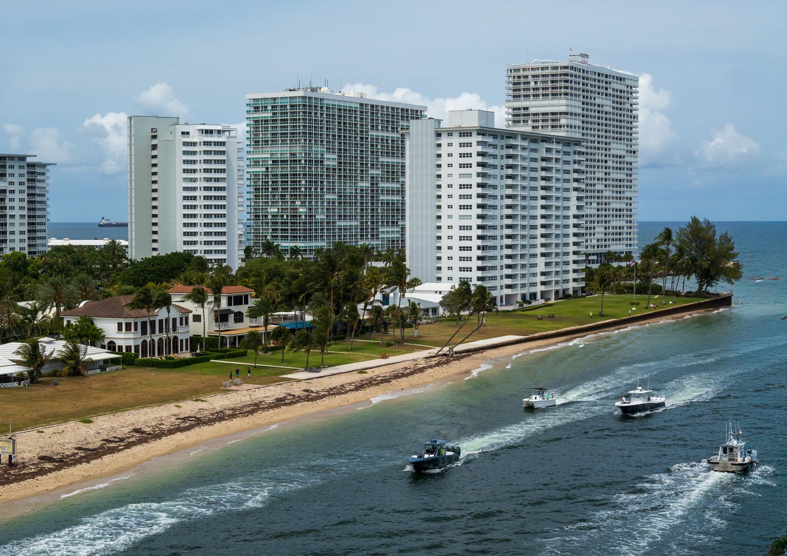 Fort Lauderdale beachfront high-rises with boats