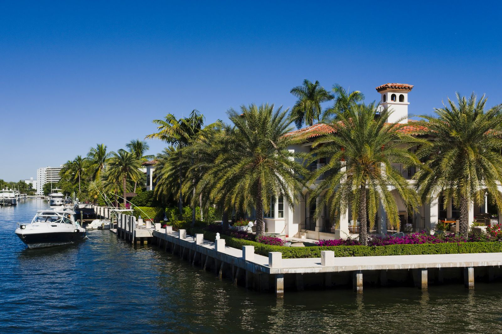 Yachts along a Fort Lauderdale waterway, the heart of the marine industry