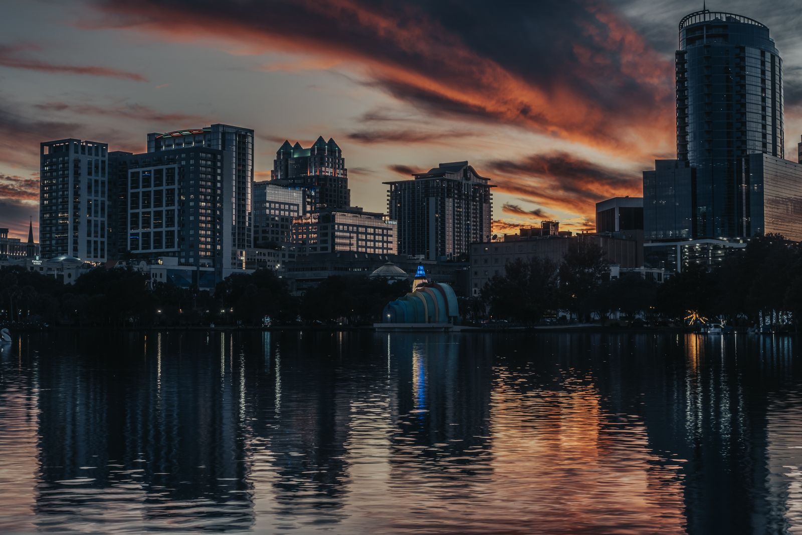 Downtown Orlando along the water