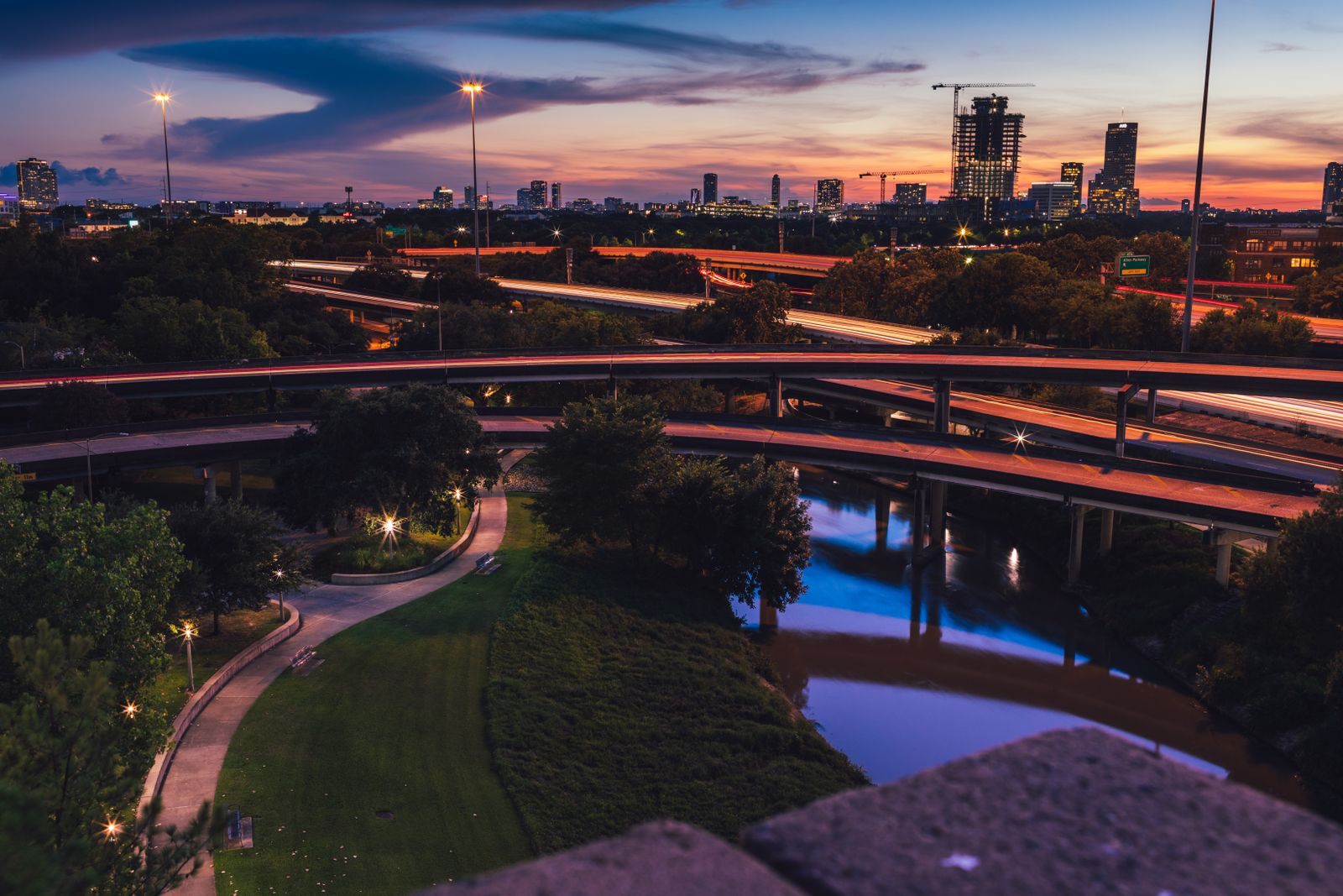 A Central Texas community at night, representative of Cedar Park