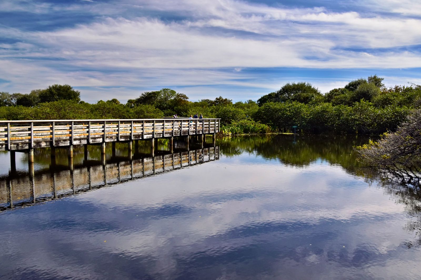 A waterfront boardwalk in the Delray Beach area