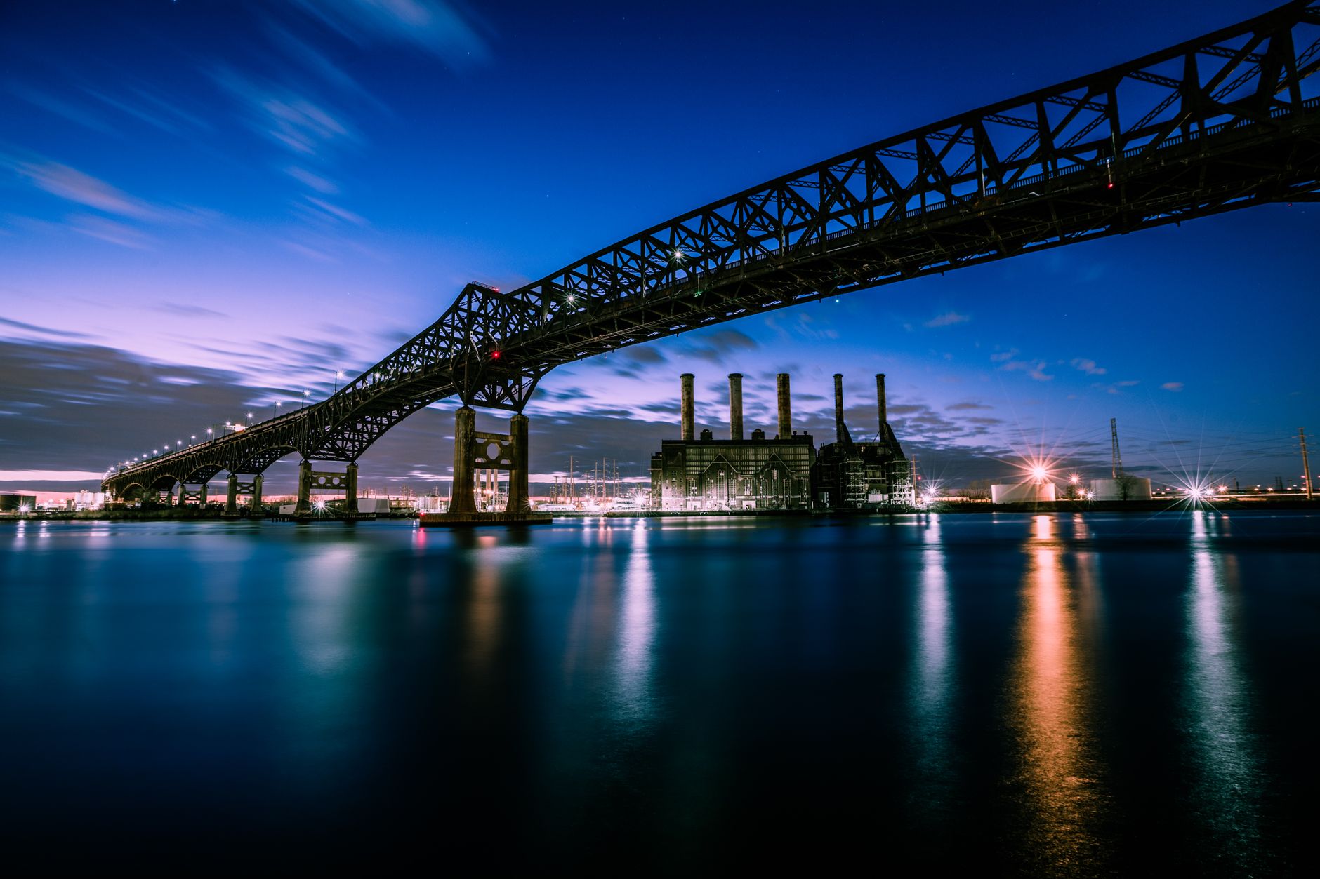 The Pulaski Skyway at night, the gateway to Newark and Essex County