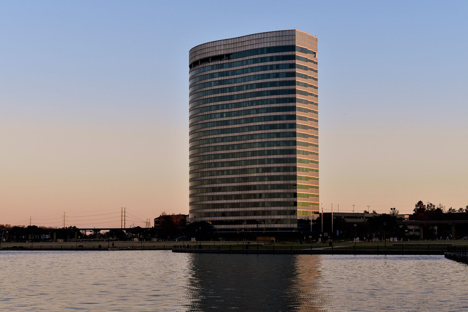 A commercial building at sunset, representative of Fort Bend County