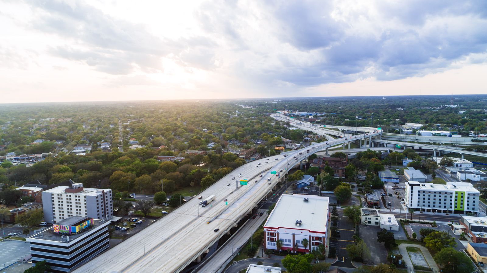 The downtown Jacksonville cityscape and highways