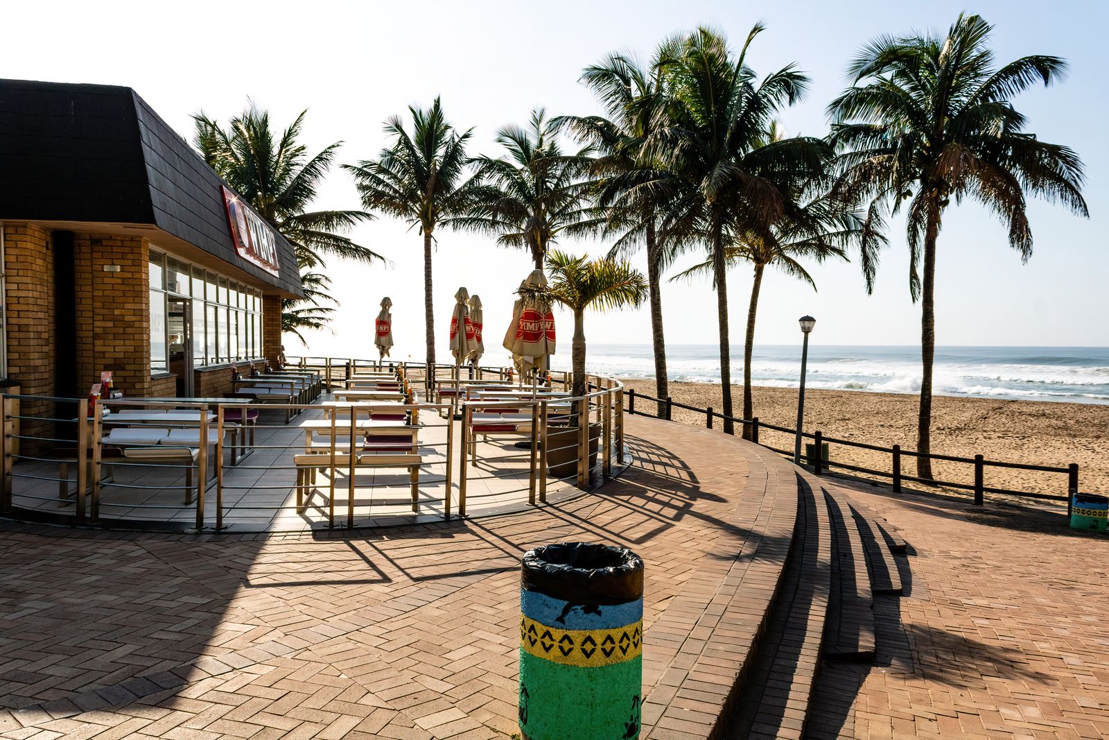 A beachfront commercial district, representative of Long Beach's Park Avenue and boardwalk businesses