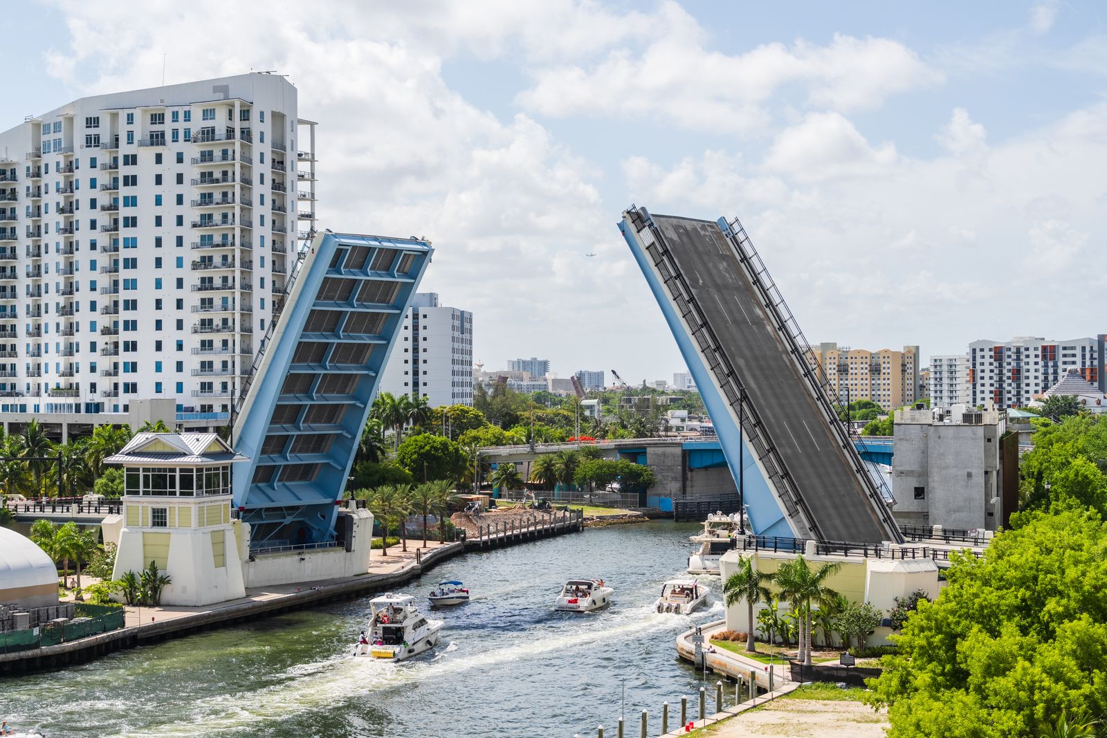 A drawbridge and skyline along the South Florida Intracoastal