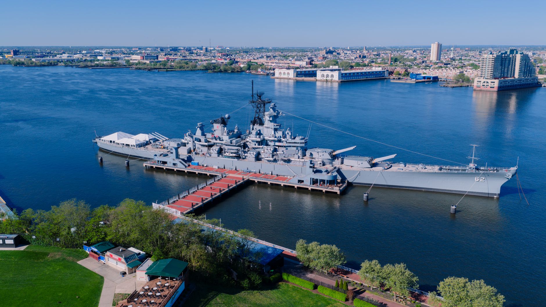 The Battleship New Jersey on the Camden waterfront along the Delaware River