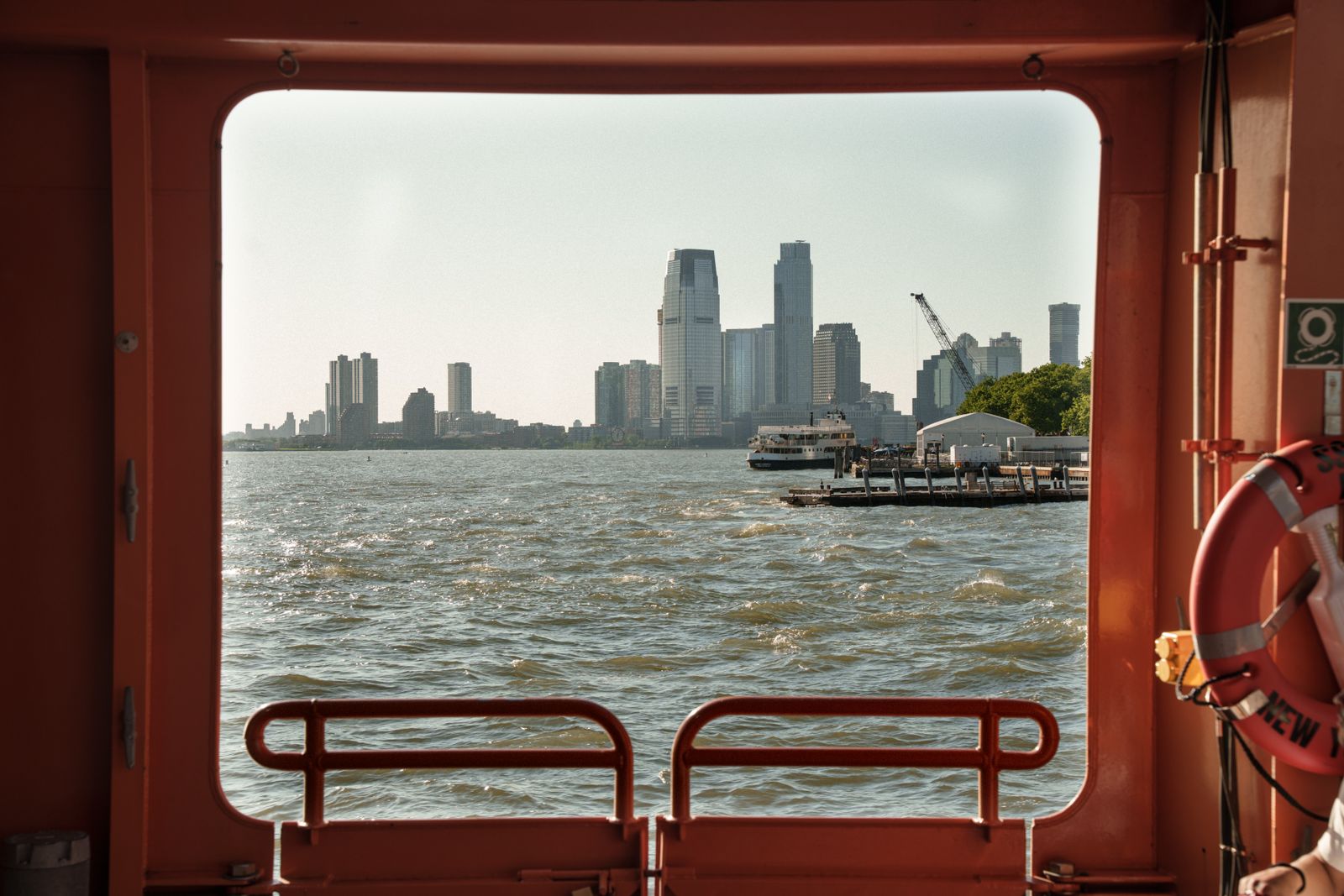 The Manhattan skyline across New York Harbor from Staten Island