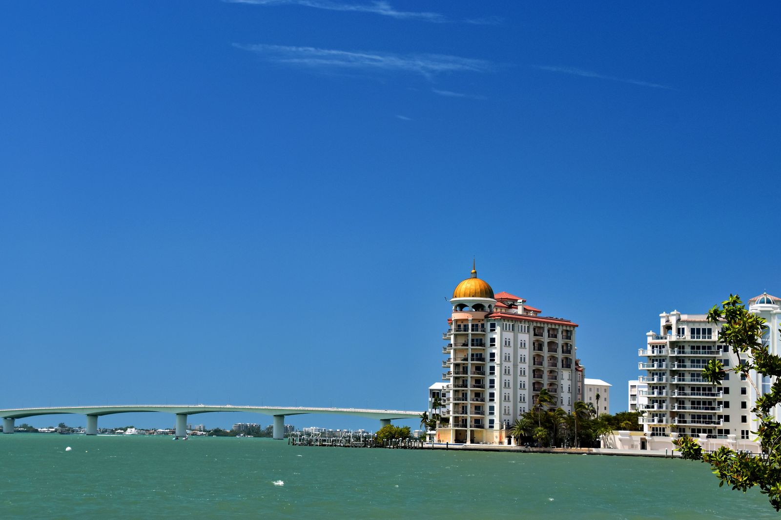 The Sarasota bayfront and bridge