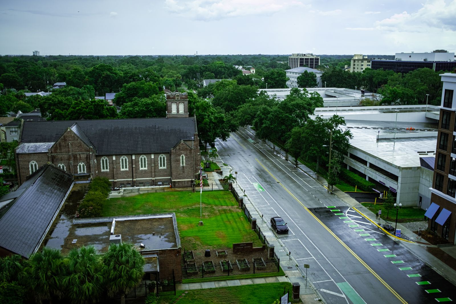 A downtown street in a North Florida town, representative of Tallahassee
