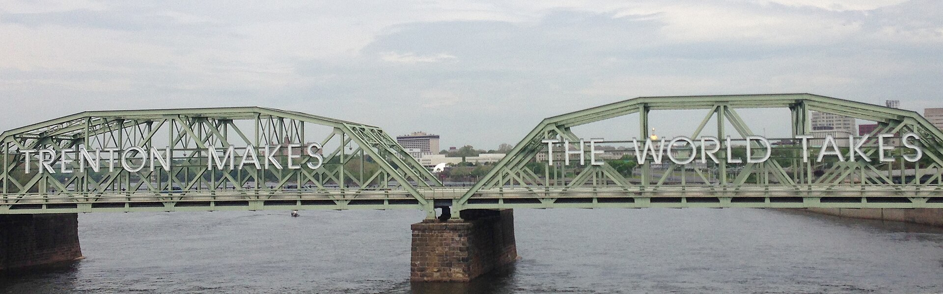 The 'Trenton Makes, the World Takes' bridge over the Delaware River in Trenton, New Jersey