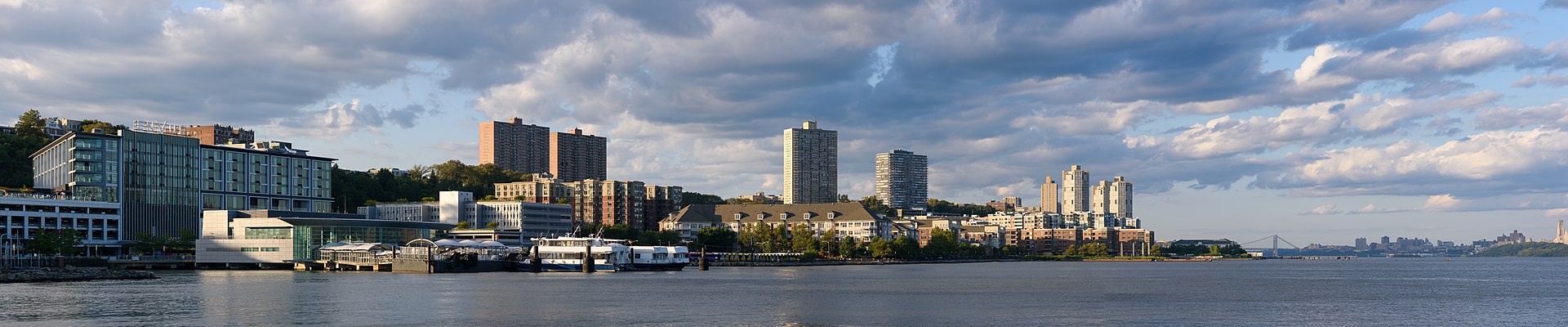 The Port Imperial waterfront in Weehawken, with the Manhattan skyline beyond