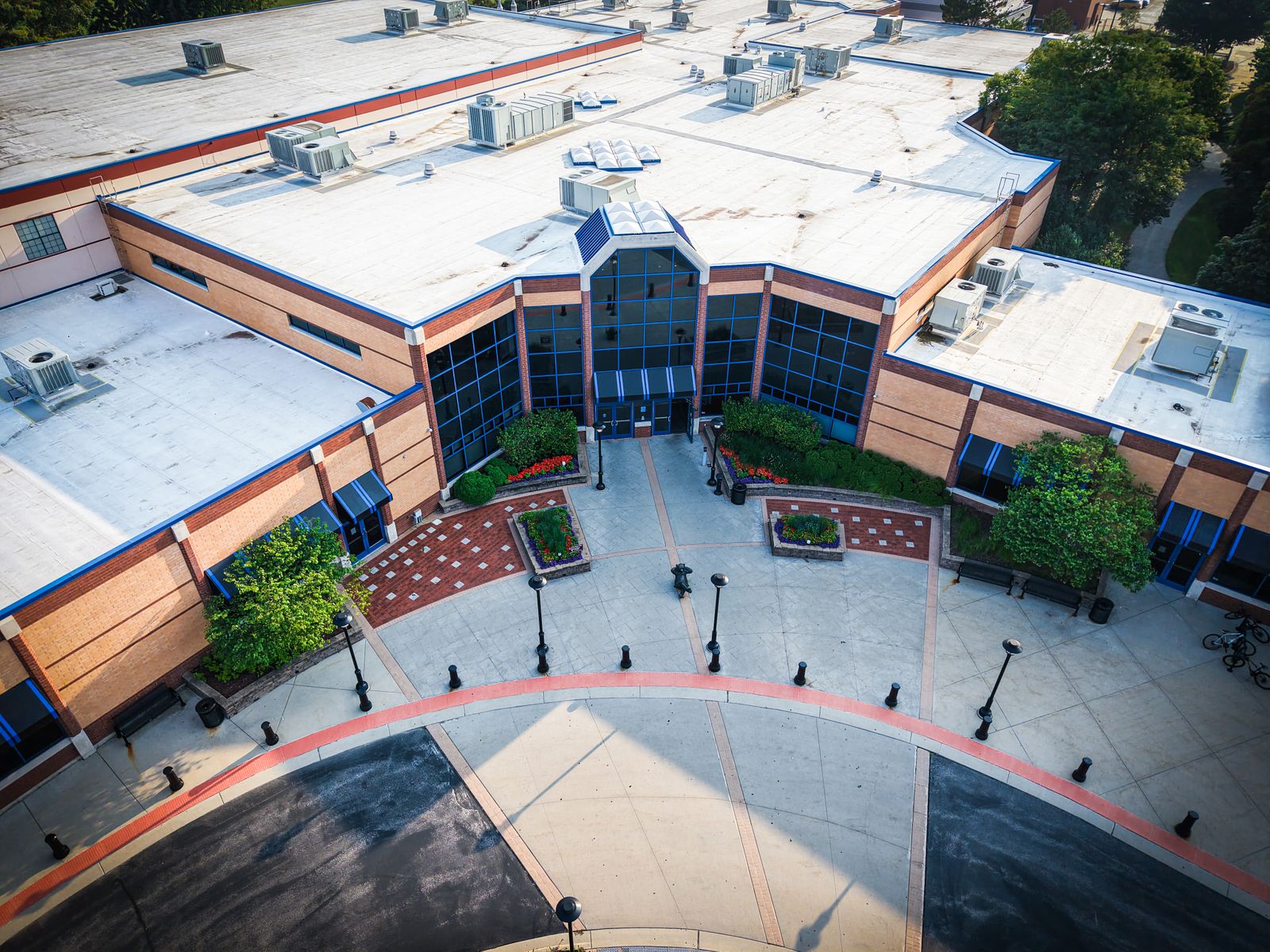 A modern commercial building, representative of Westchester's corporate and life-sciences campuses