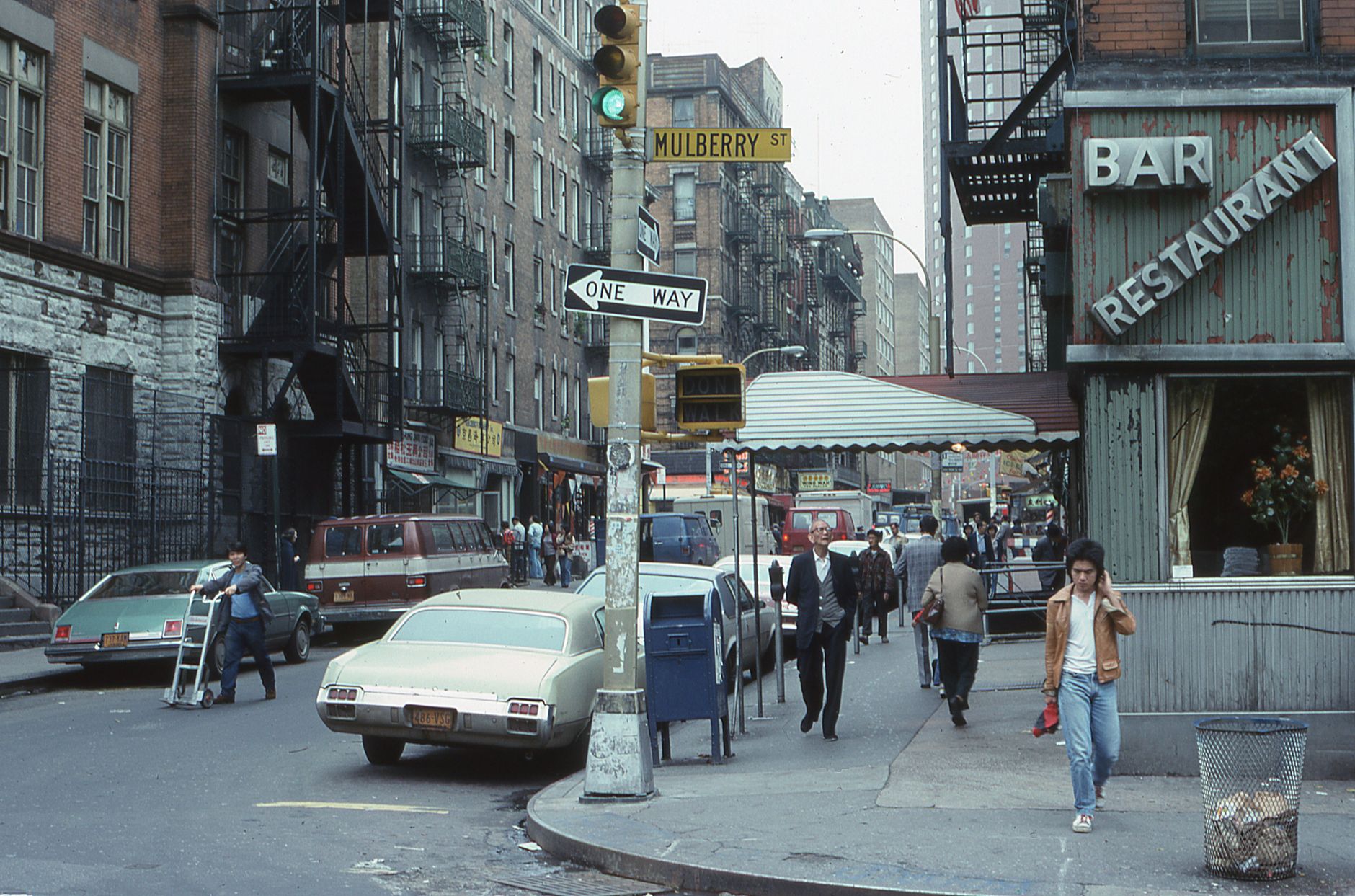 Busy commercial street, representative of Flushing's Queens streetscape
