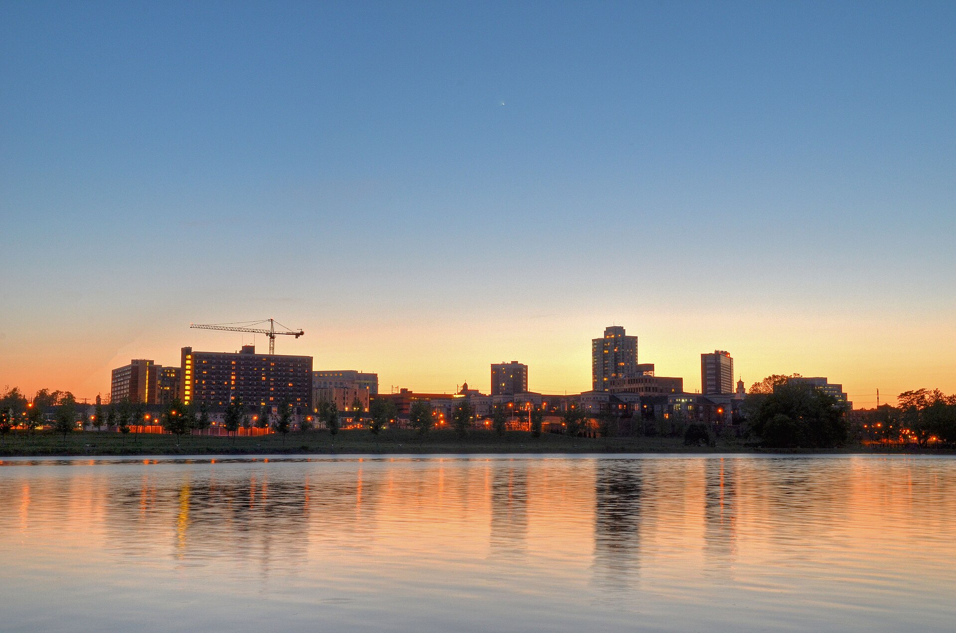 New Brunswick NJ Skyline at Sunset