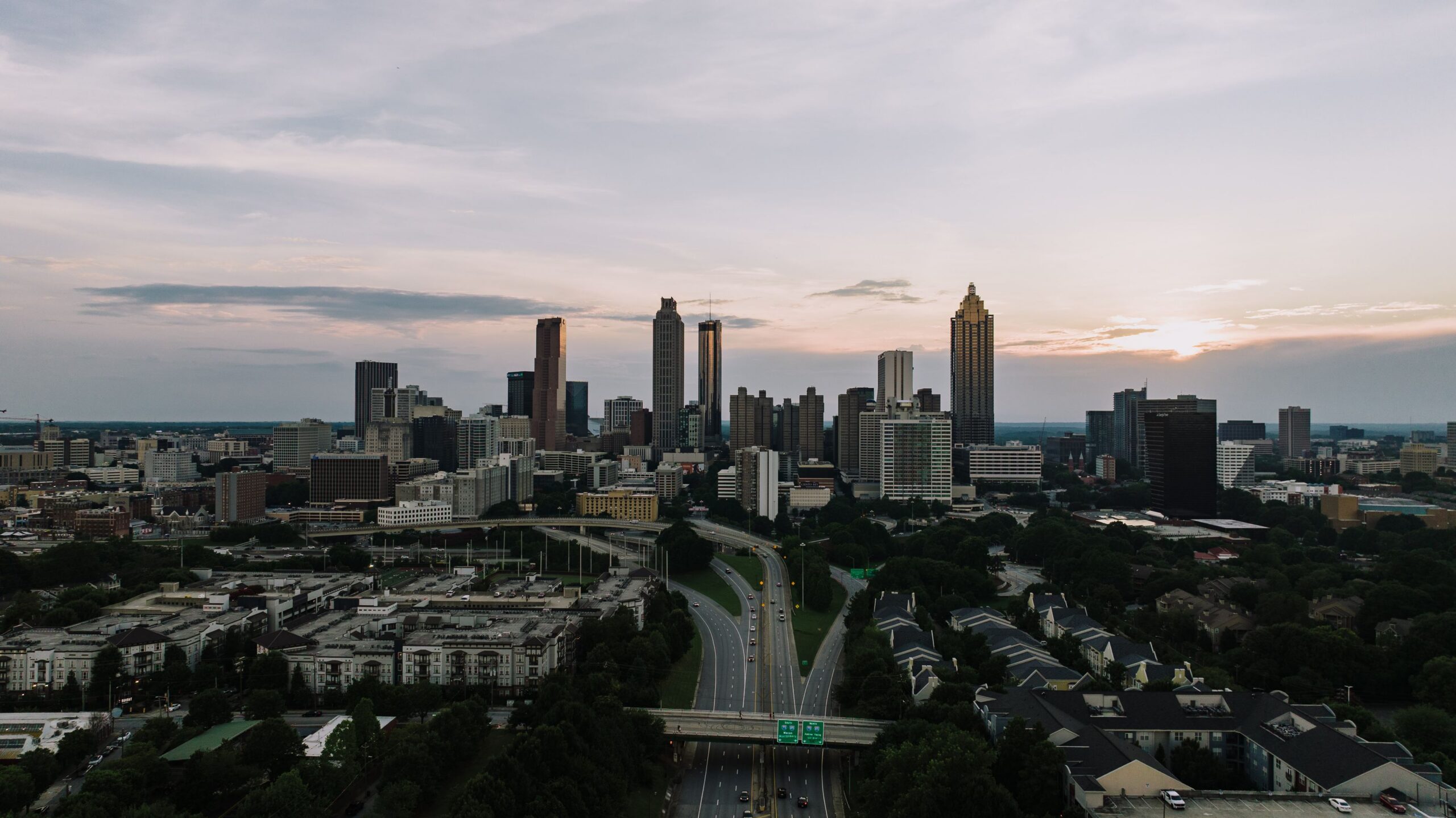 Metro Atlanta highways and skyline — representative of the Alpharetta, GA commercial market