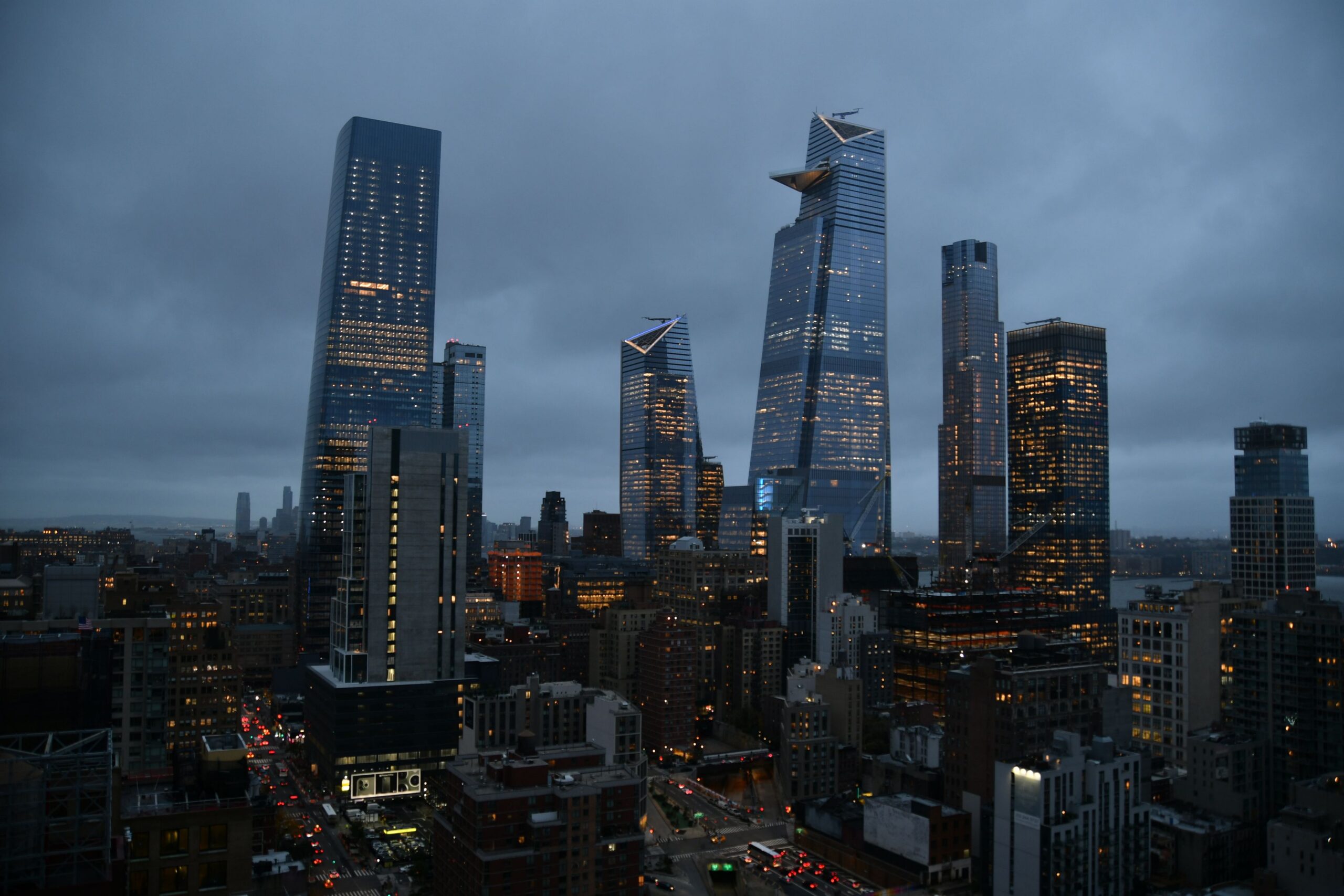 Hudson Yards skyline at dusk, New York City