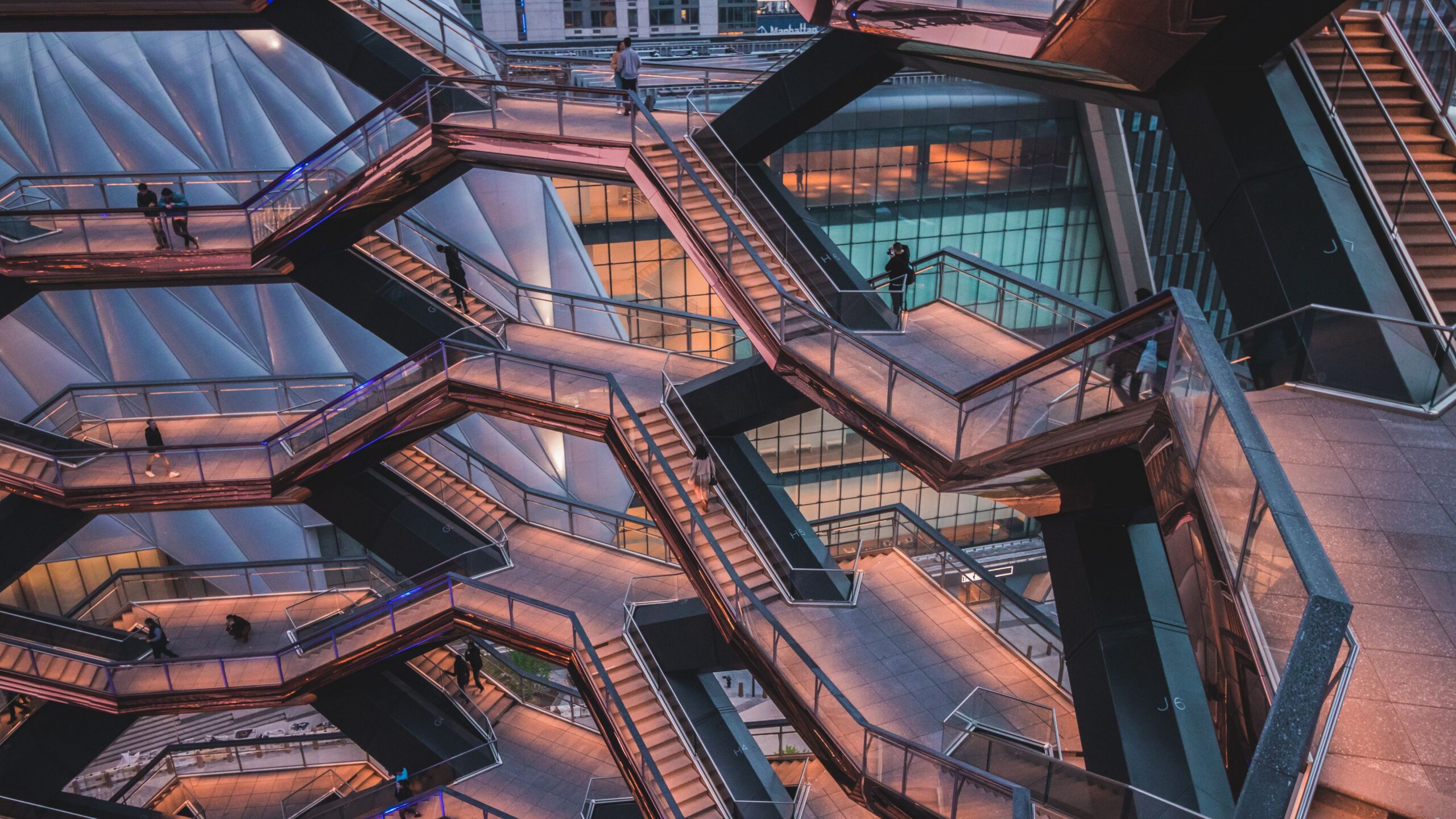 The Vessel staircases, Hudson Yards, New York City